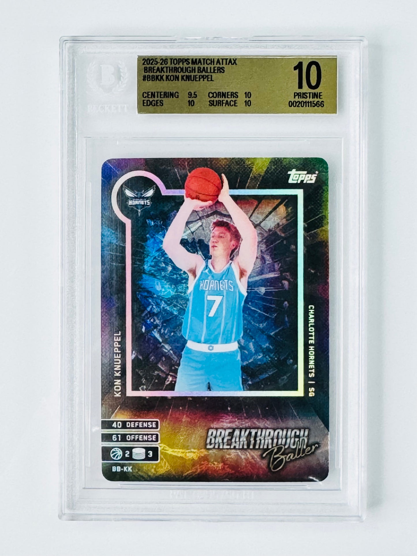 2025-26 Topps Match Attax Breakthrough Ballers #BBKK Kon Knueppel BGS 10 Pristine Rookie