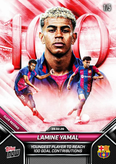 PRE-ORDER Topps NOW Lamine Yamal FC Barcelona Card 5 2026 Mar12
