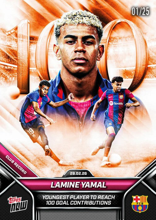 PRE-ORDER Topps NOW Lamine Yamal FC Barcelona Card 5 2026 Mar12