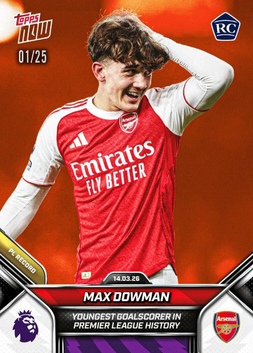 PRE-ORDER Topps NOW Max Dowman 2025-26 Premier League Card 156 Mar25