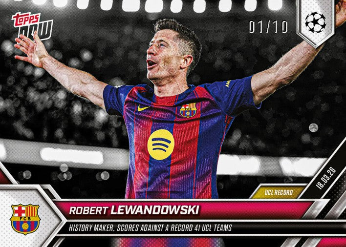 PRE-ORDER Topps NOW Robert Lewandowski 2025-26 UCL Card 113 Mar31