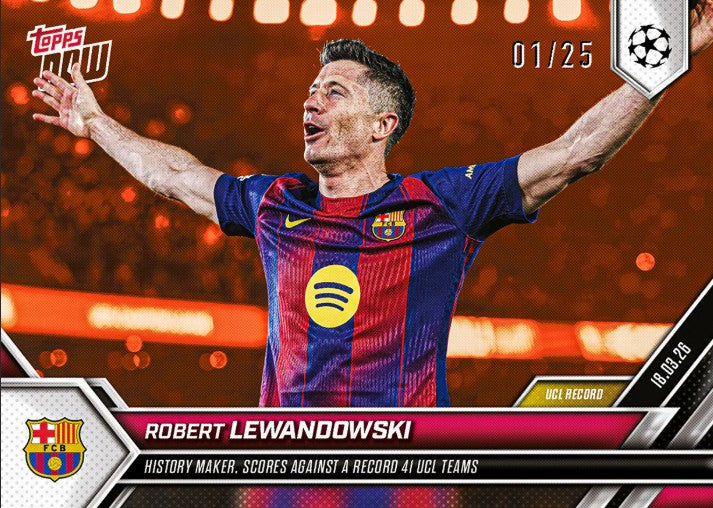 PRE-ORDER Topps NOW Robert Lewandowski 2025-26 UCL Card 113 Mar31
