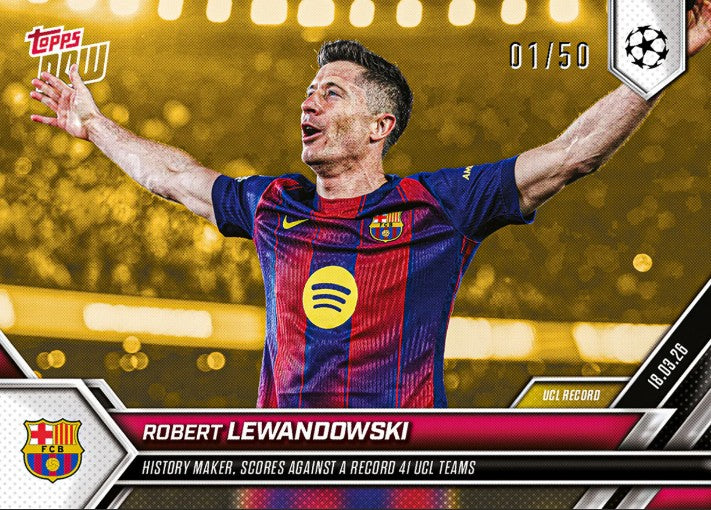 PRE-ORDER Topps NOW Robert Lewandowski 2025-26 UCL Card 113 Mar31