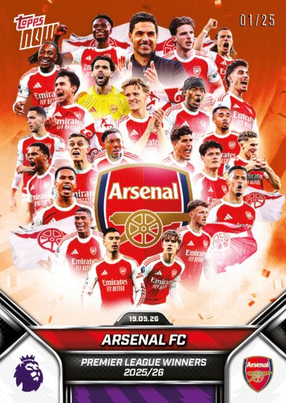 PRE-ORDER Topps NOW Arsenal FC 2025-26 Premier League Card 199 May28