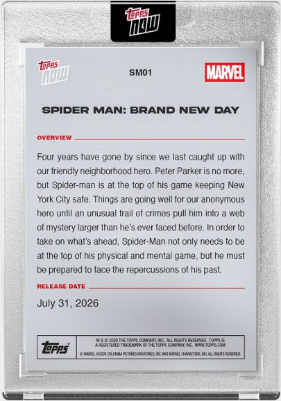 PRE-ORDER Topps Now 2026 Marvel Topps Now Spider-Man Brand New Day Aug6