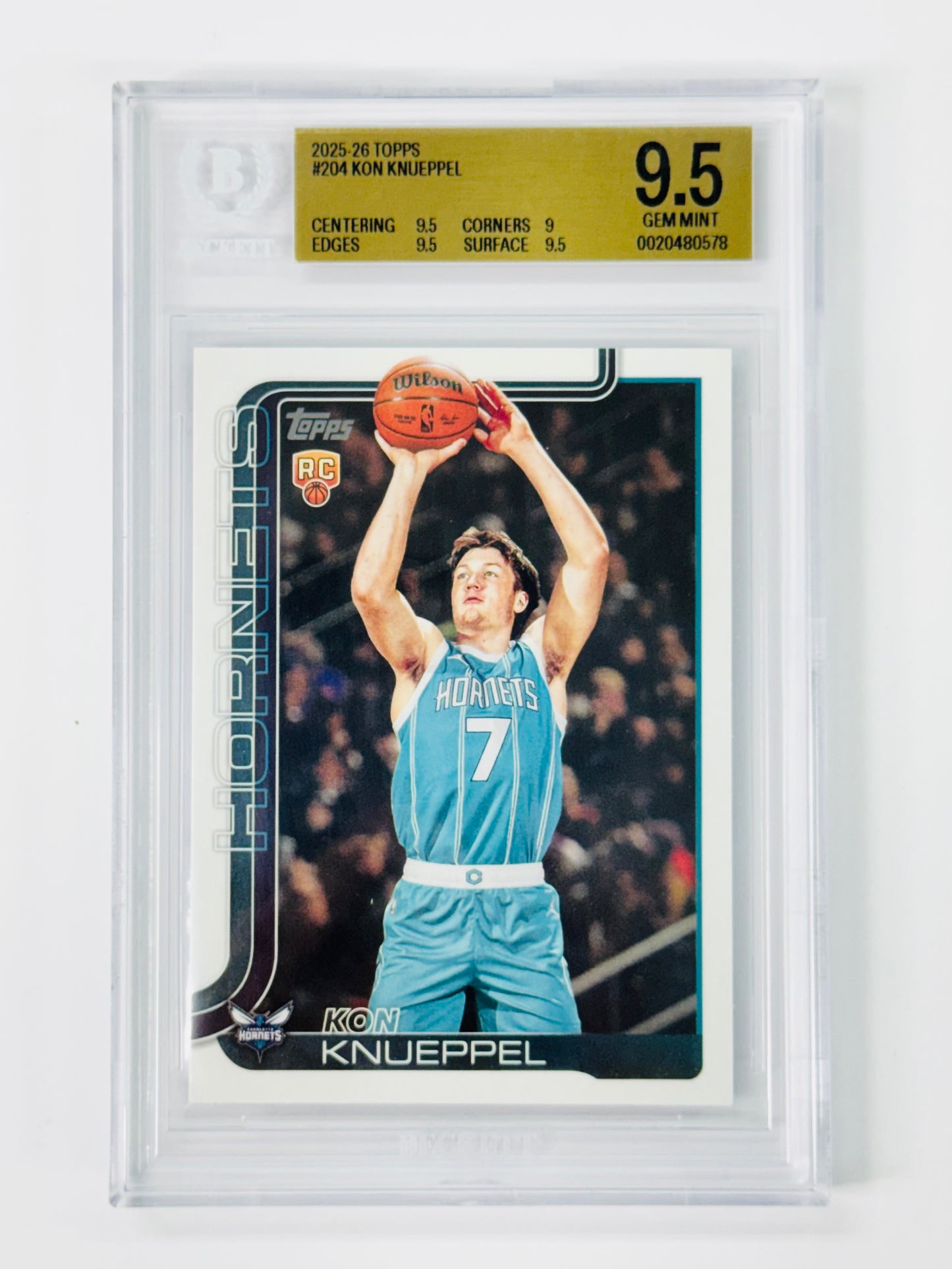 2025-26 Topps #204 Kon Knueppel BGS 9.5 Rookie RC Charlotte Hornets