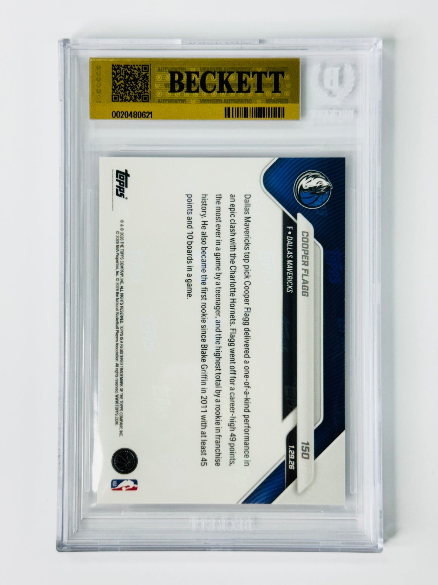 2025-26 Topps Now #150 Cooper Flagg /30039 BGS 9.5 Rookie RC Dallas Mavericks
