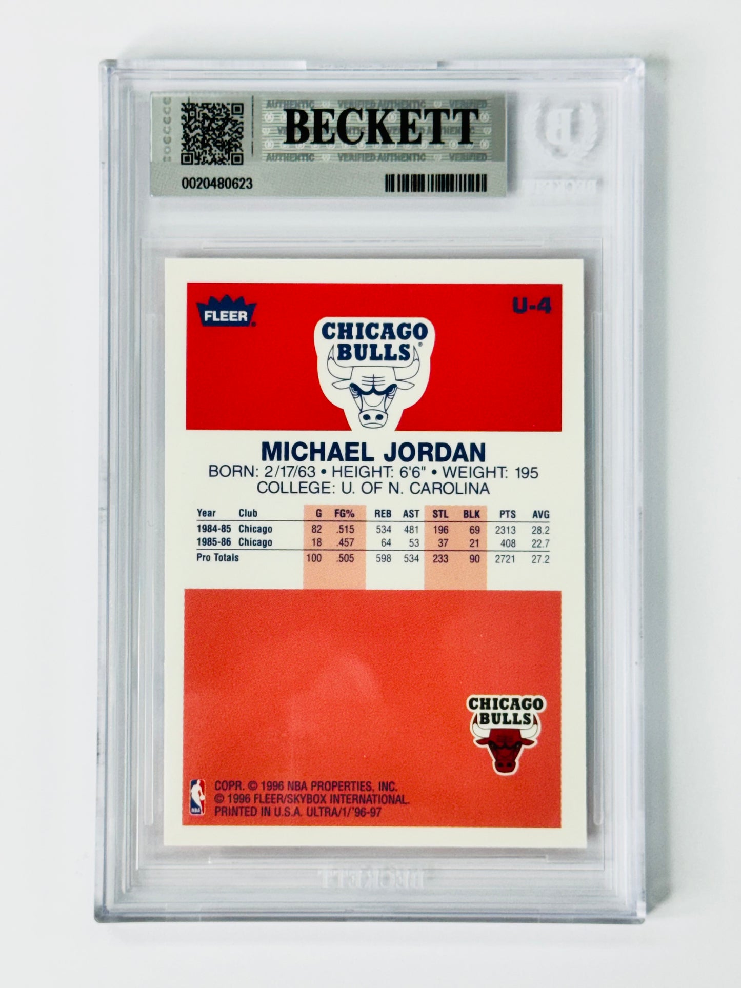 1996-97 Ultra Decade of Excellence #U4 Michael Jordan BGS 9 Chicago Bulls