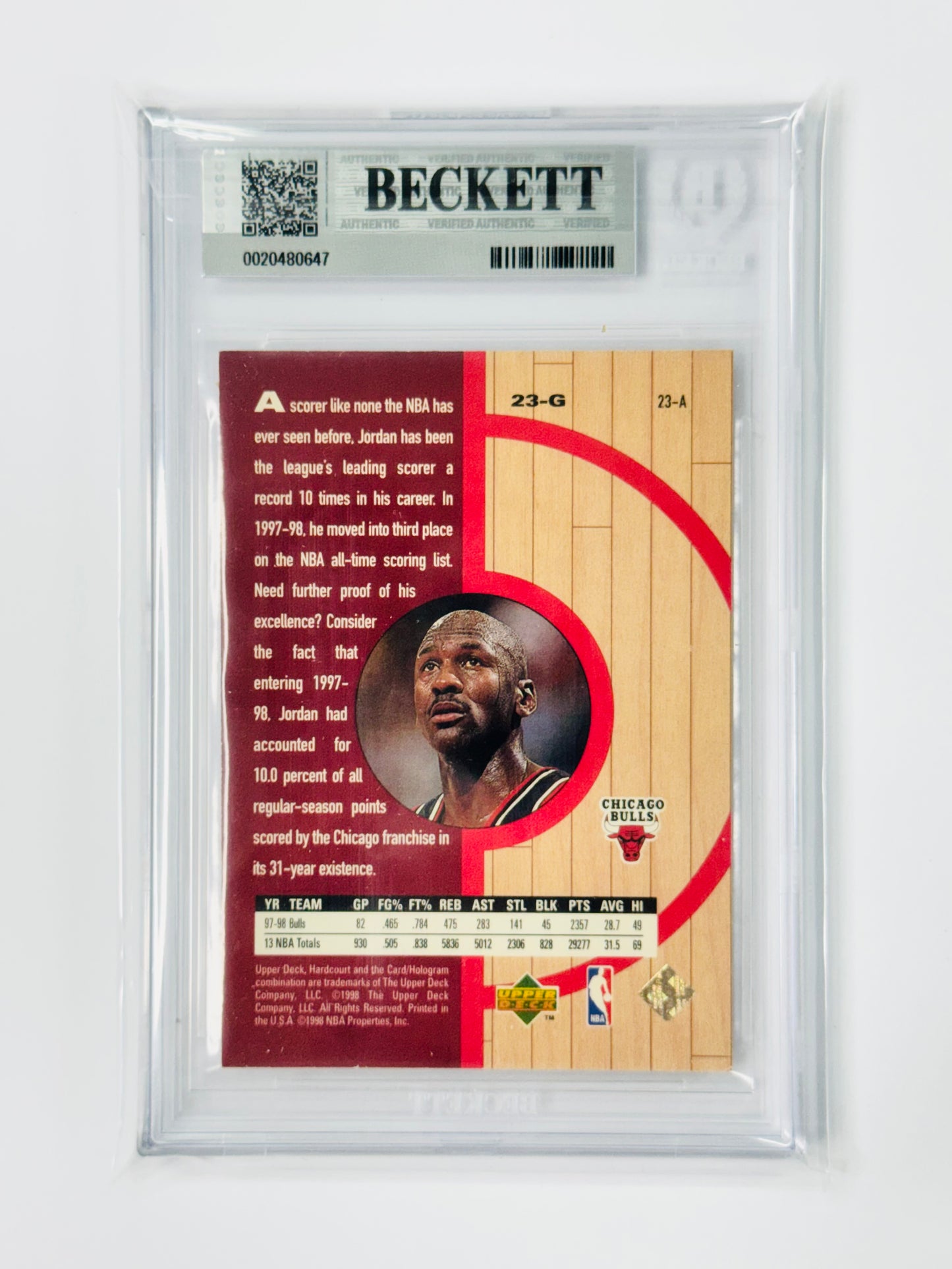 1998 Upper Deck Hardcourt #23A Michael Jordan Special BGS 8.5 Chicago Bulls