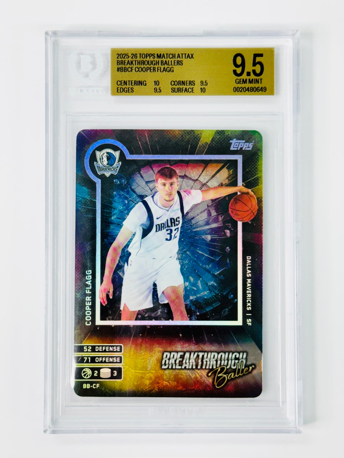 2025-26 Topps Match Attax Breakthrough Ballers #BBCF Cooper Flagg BGS 9.5 Rookie RC
