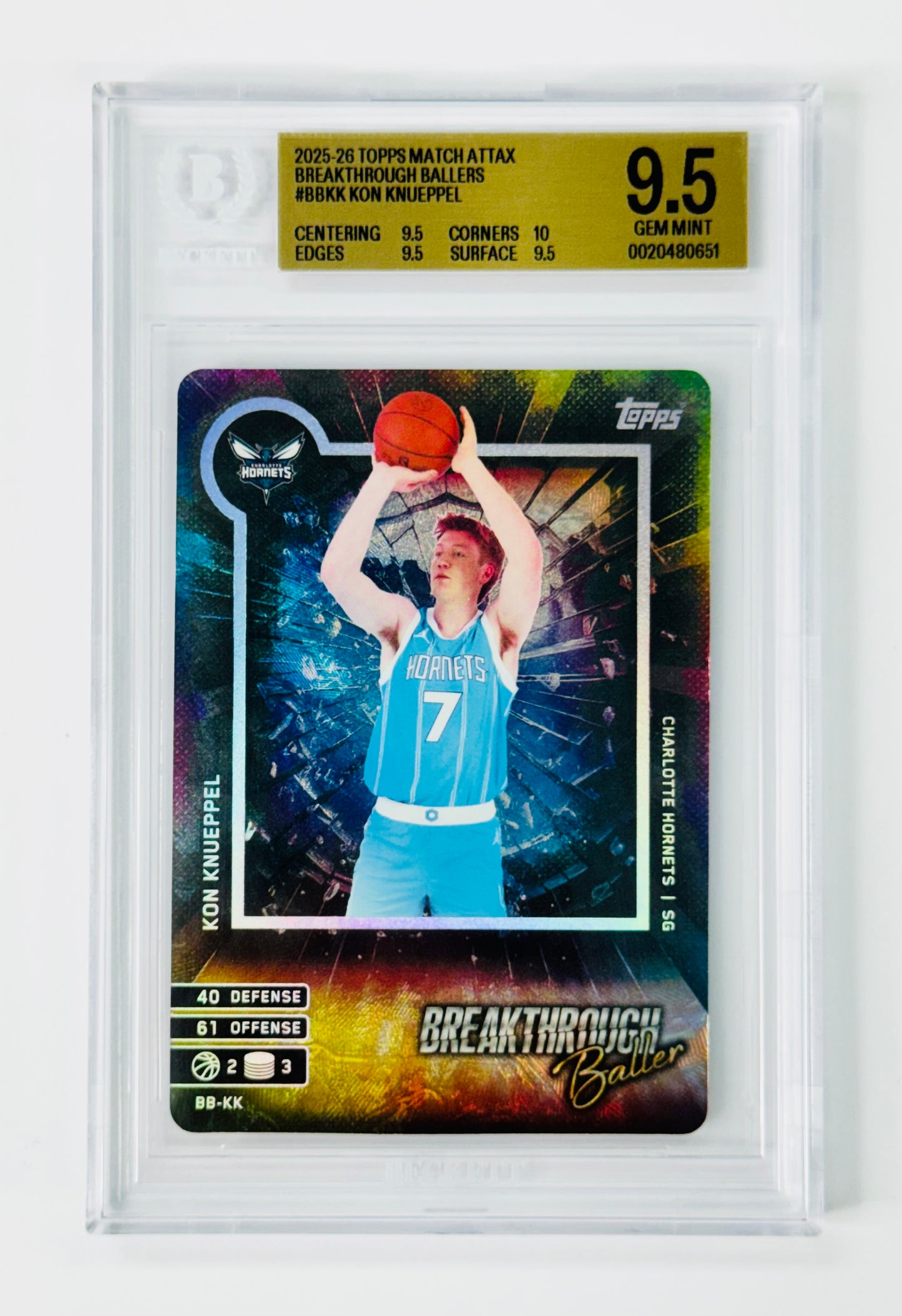 2025-26 Topps Match Attax Breakthrough Ballers #BBKK Kon Knueppel BGS 9.5 Rookie RC