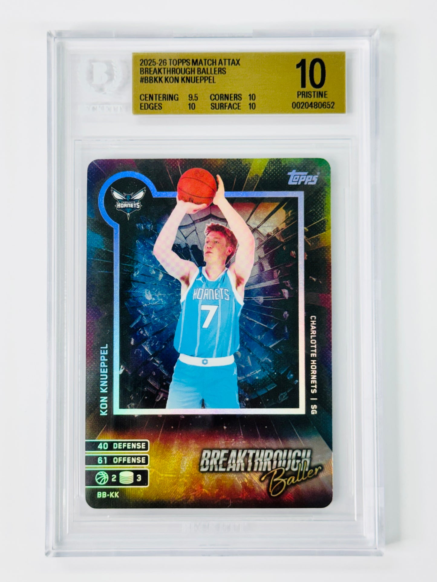 2025-26 Topps Match Attax Breakthrough Ballers #BBKK Kon Knueppel BGS 10 Rookie RC