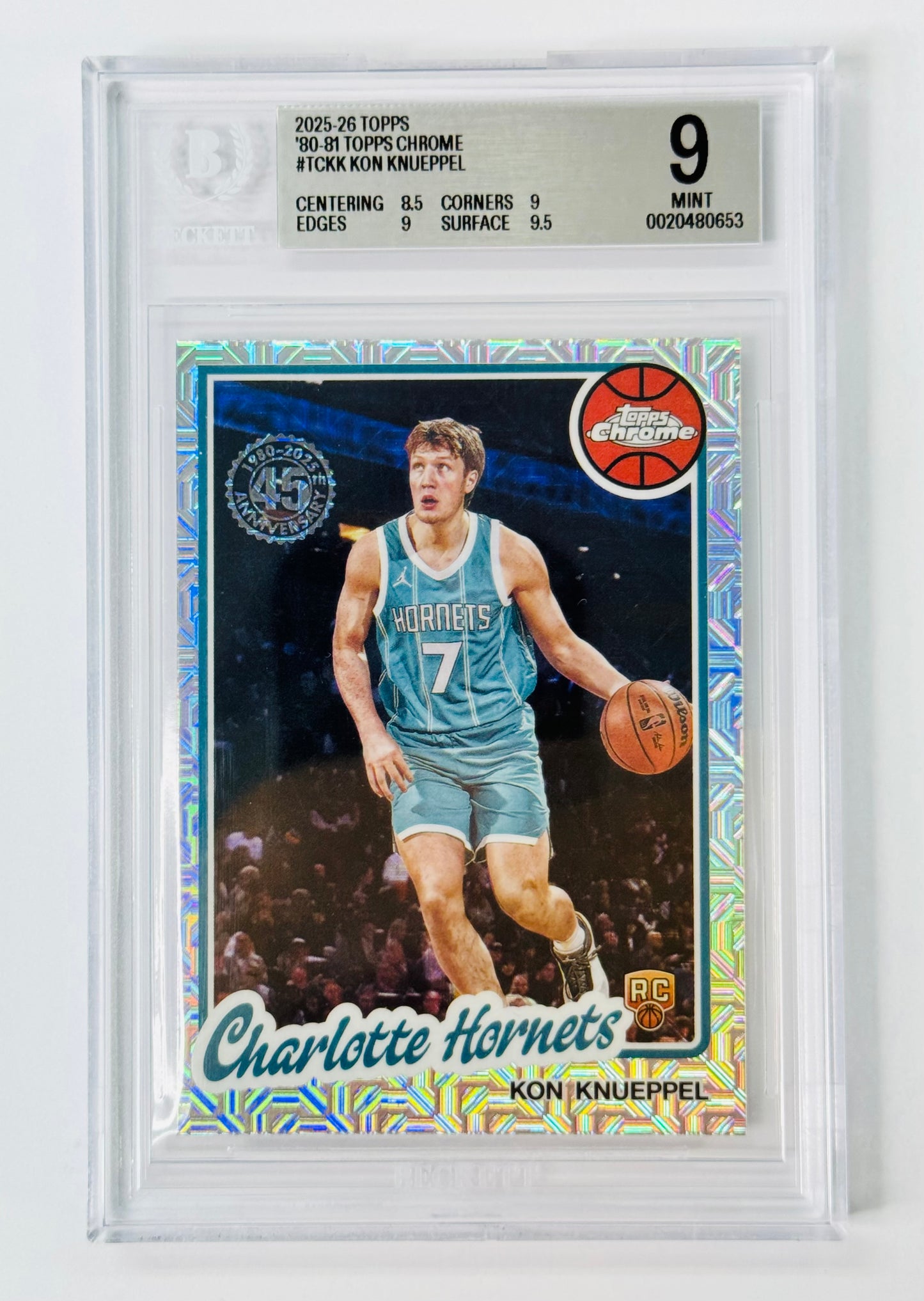 2025-26 Topps 80-81 Topps Chrome #TCKK Kon Knueppel BGS 9 Rookie RC Charlotte Hornets