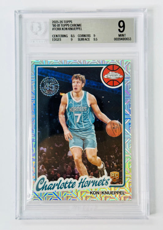 2025-26 Topps 80-81 Topps Chrome #TCKK Kon Knueppel BGS 9 Rookie RC Charlotte Hornets
