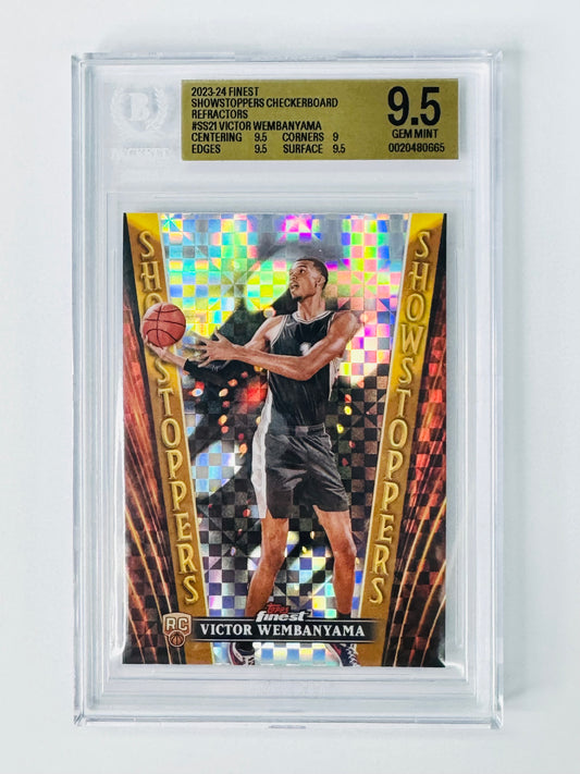 2023-24 Finest Showstoppers Checkerboard Refractors #SS21 Victor Wembanyama BGS 9.5 RC