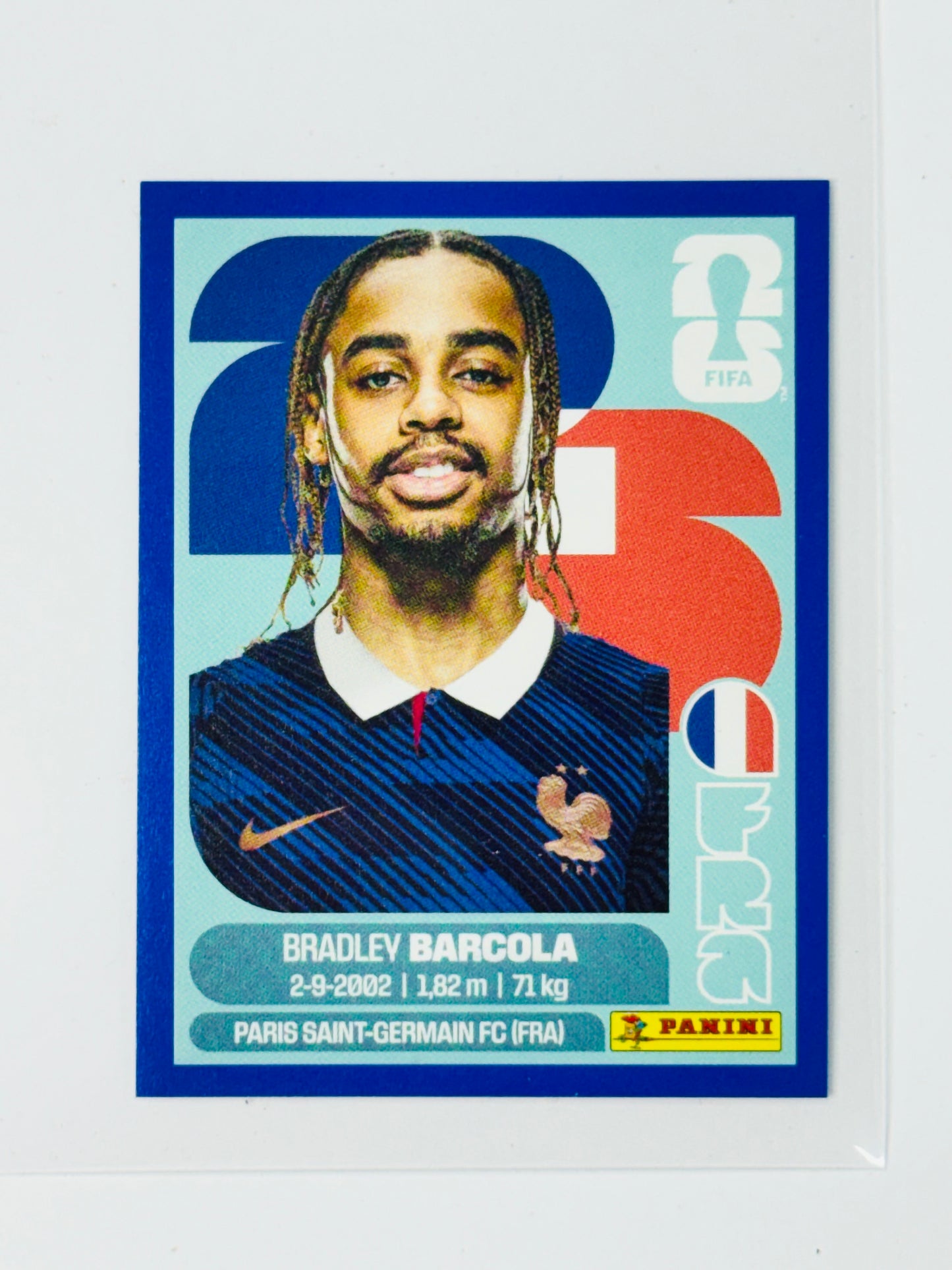 Panini FIFA World Cup 2026 Official Sticker Collection FRA16 Bradley Barcola Blue Parallels