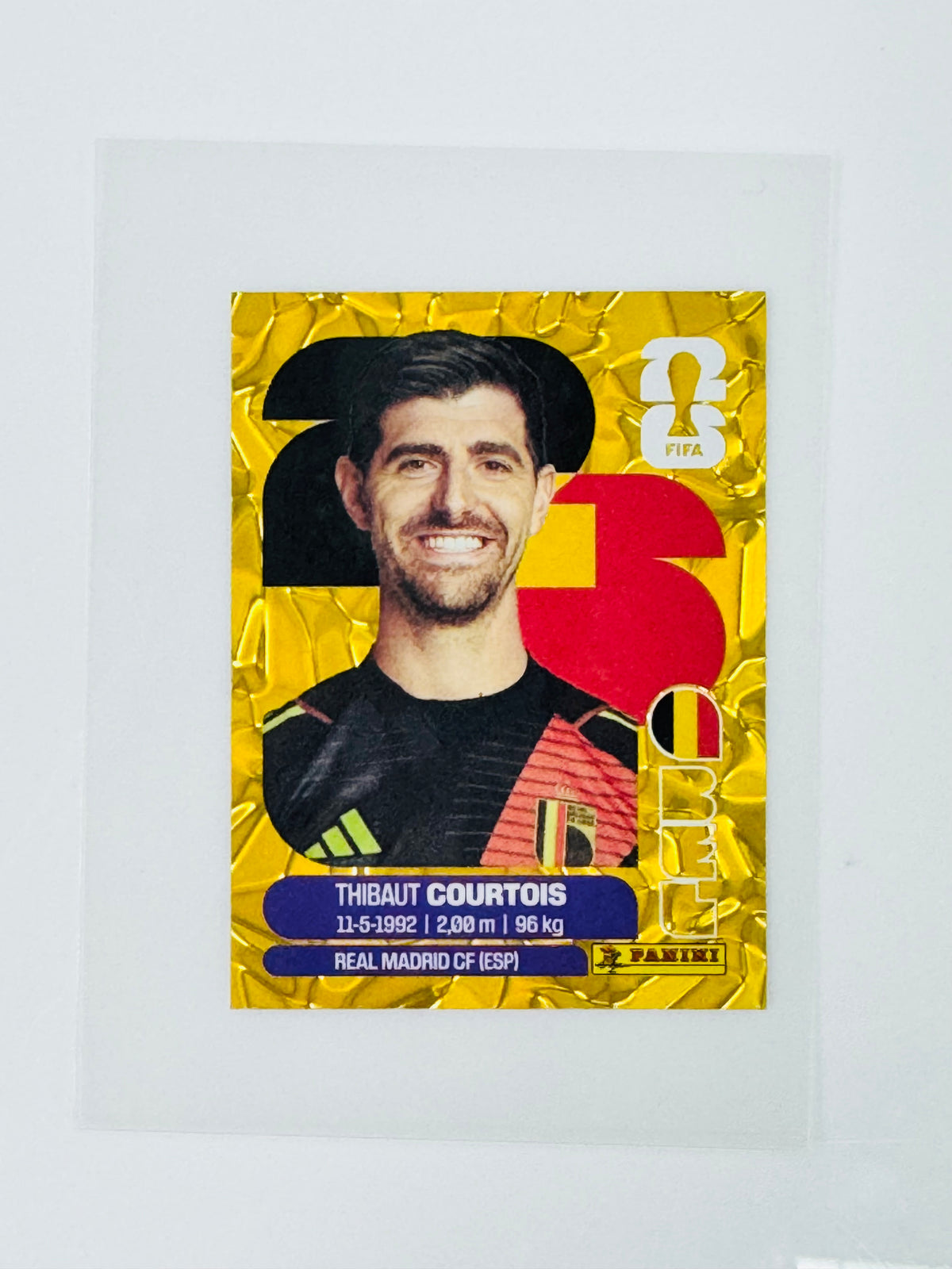 Panini FIFA World Cup 2026 Official Sticker Collection Online Exclusive BEL2 Thibaut Courtois Gold Crumple