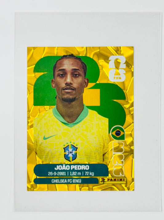 Panini FIFA World Cup 2026 Official Sticker Collection Online Exclusive BRA16 Joao Pedro Gold Crumple