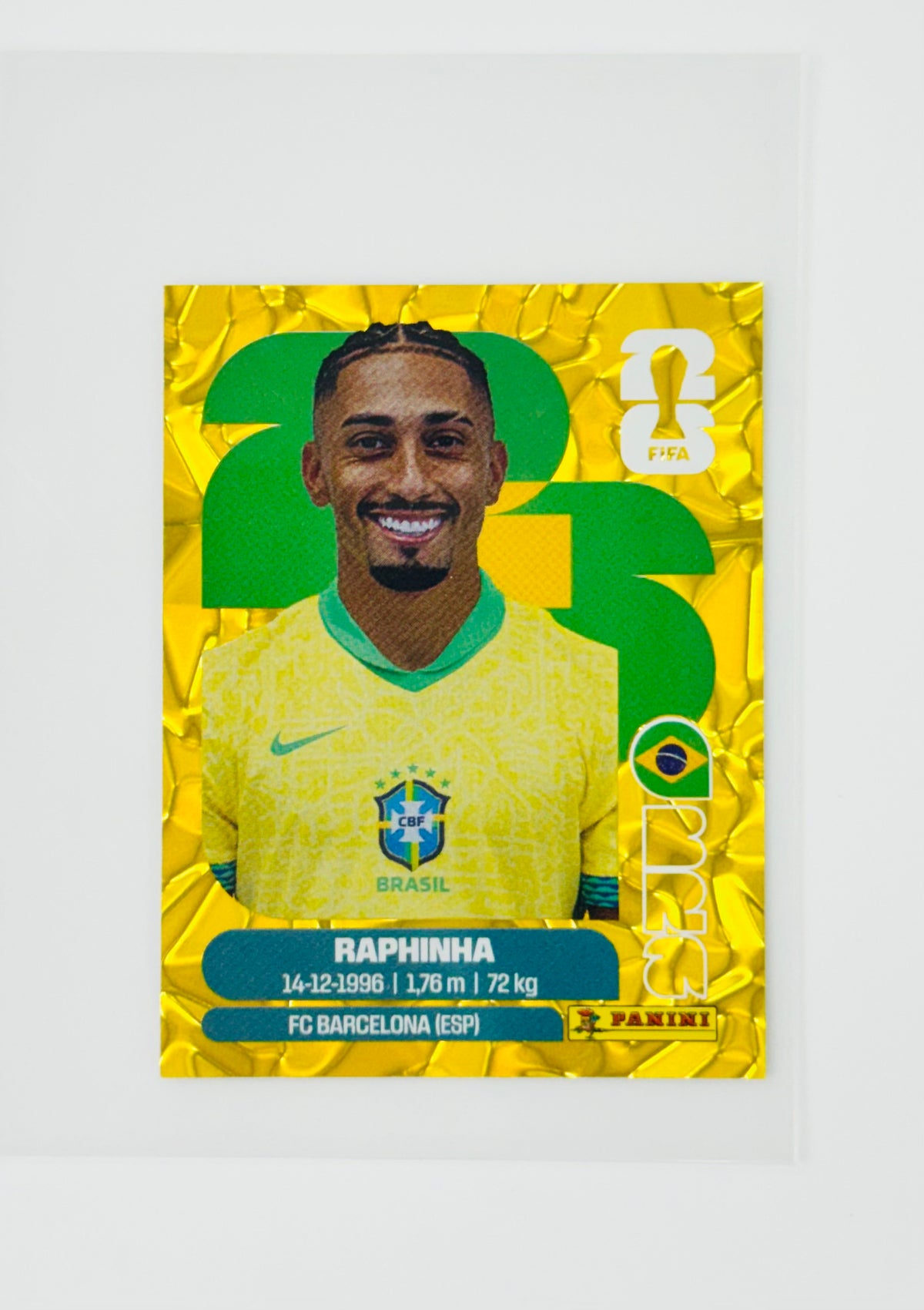 Panini FIFA World Cup 2026 Official Sticker Collection Online Exclusive BRA19 Raphinha Gold Crumple