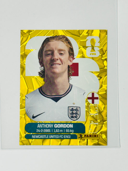 Panini FIFA World Cup 2026 Official Sticker Collection Online Exclusive ENG15 Anthony Gordon Gold Crumple