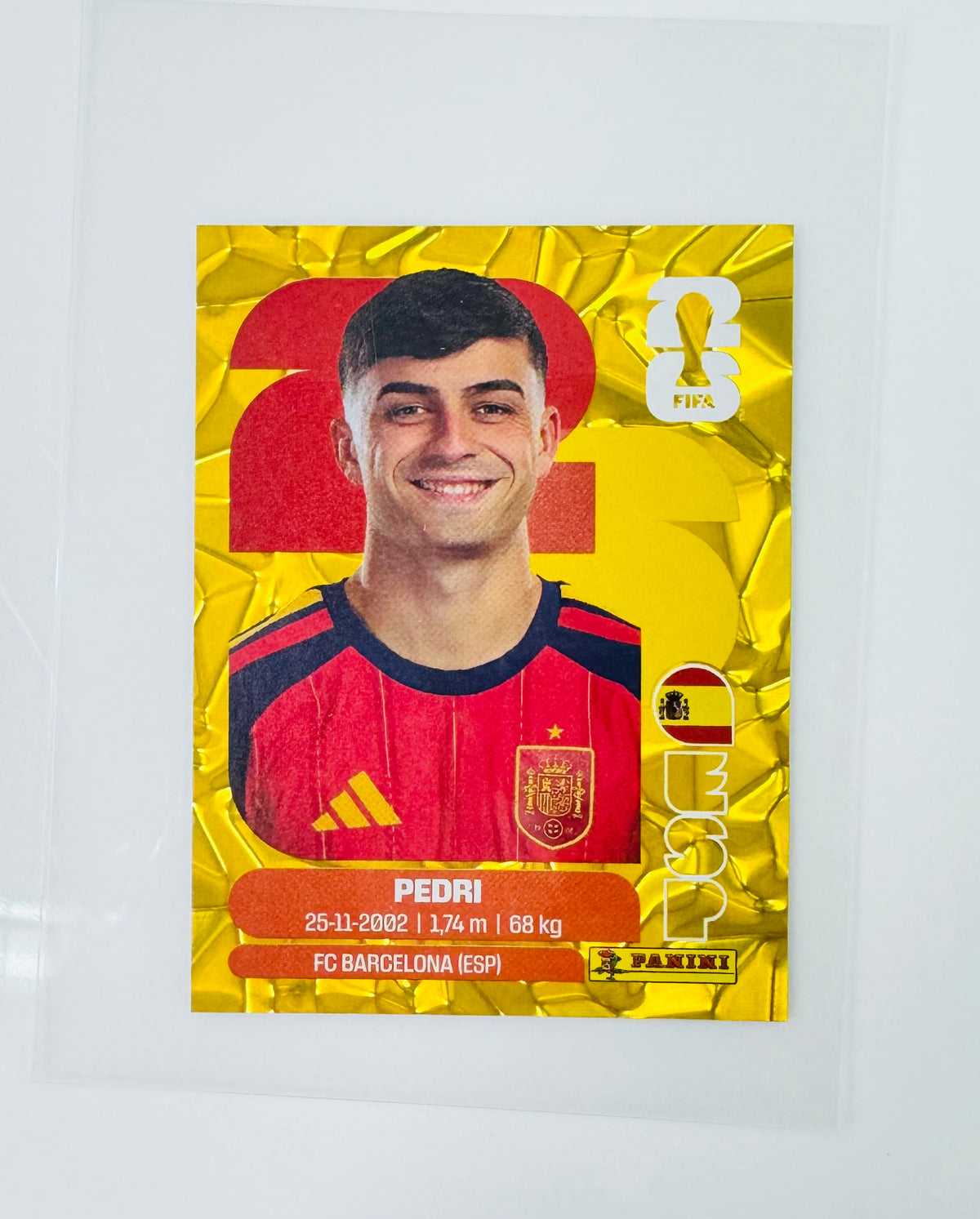 Panini FIFA World Cup 2026 Official Sticker Collection Online Exclusive ESP11 Pedri Gold Crumple