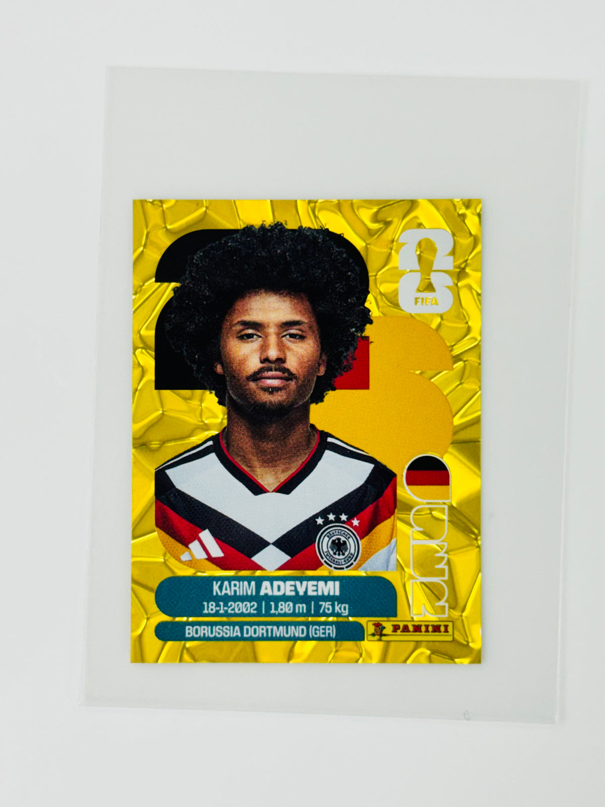 Panini FIFA World Cup 2026 Official Sticker Collection Online Exclusive GER19 Karim Adeyemi Gold Crumple
