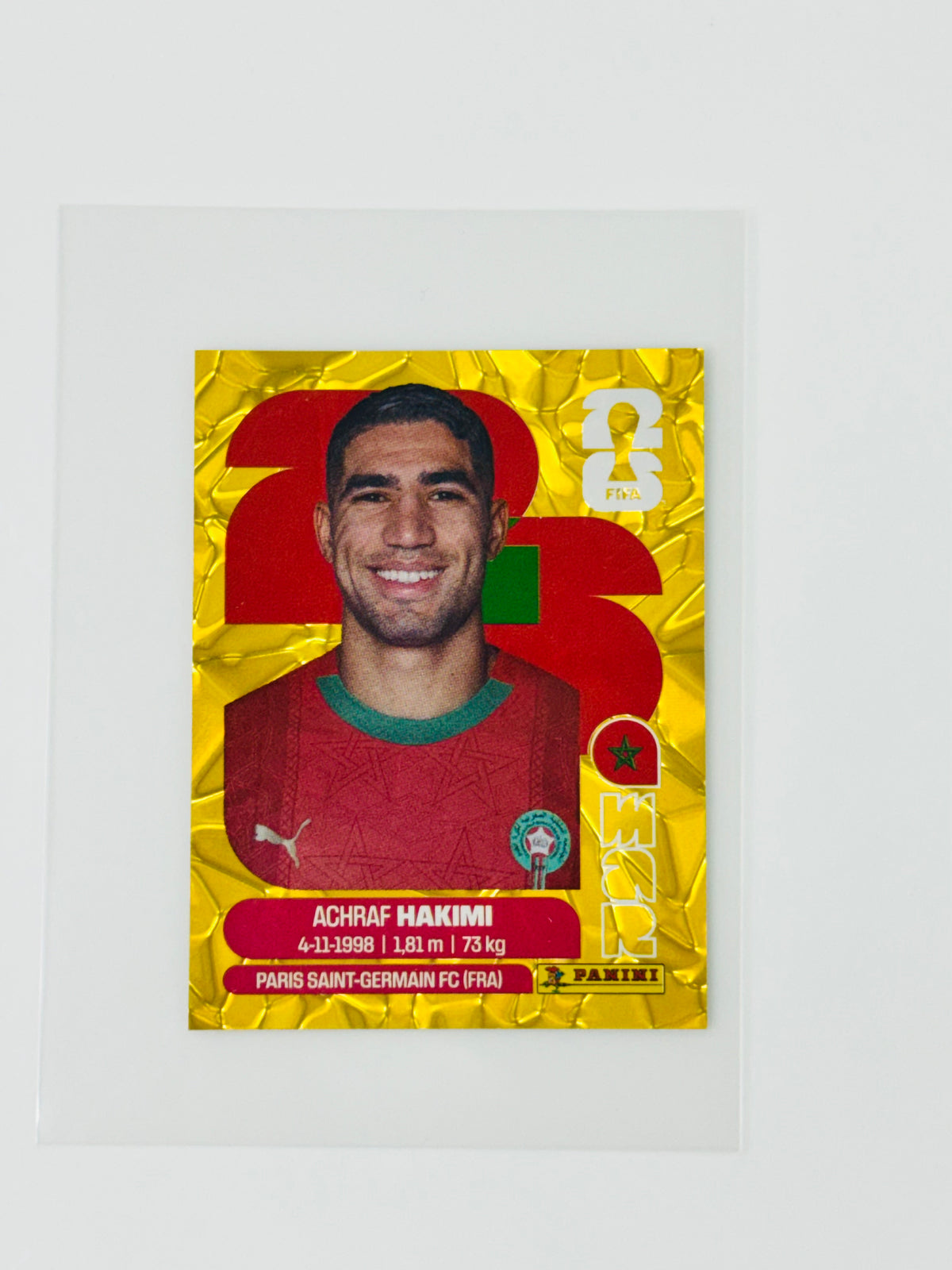 Panini FIFA World Cup 2026 Official Sticker Collection Online Exclusive MAR4 Achraf Hakimi Gold Crumple