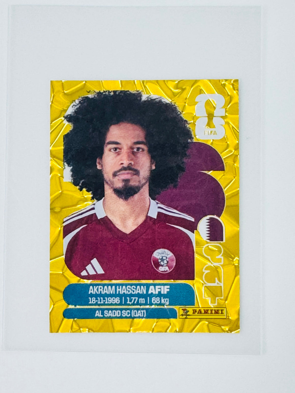 Panini FIFA World Cup 2026 Official Sticker Collection Online Exclusive QAT18 Akram Hassan Afif Gold Crumple