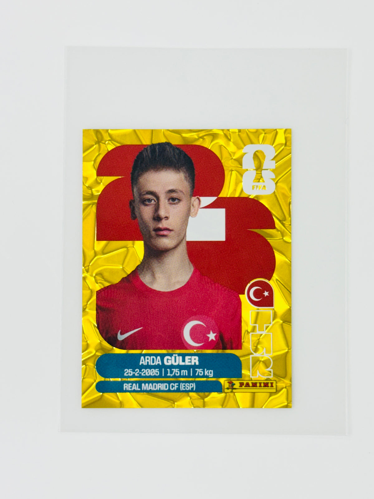 Panini FIFA World Cup 2026 Official Sticker Collection Online Exclusive TUR14 Arda Guler Gold Crumple