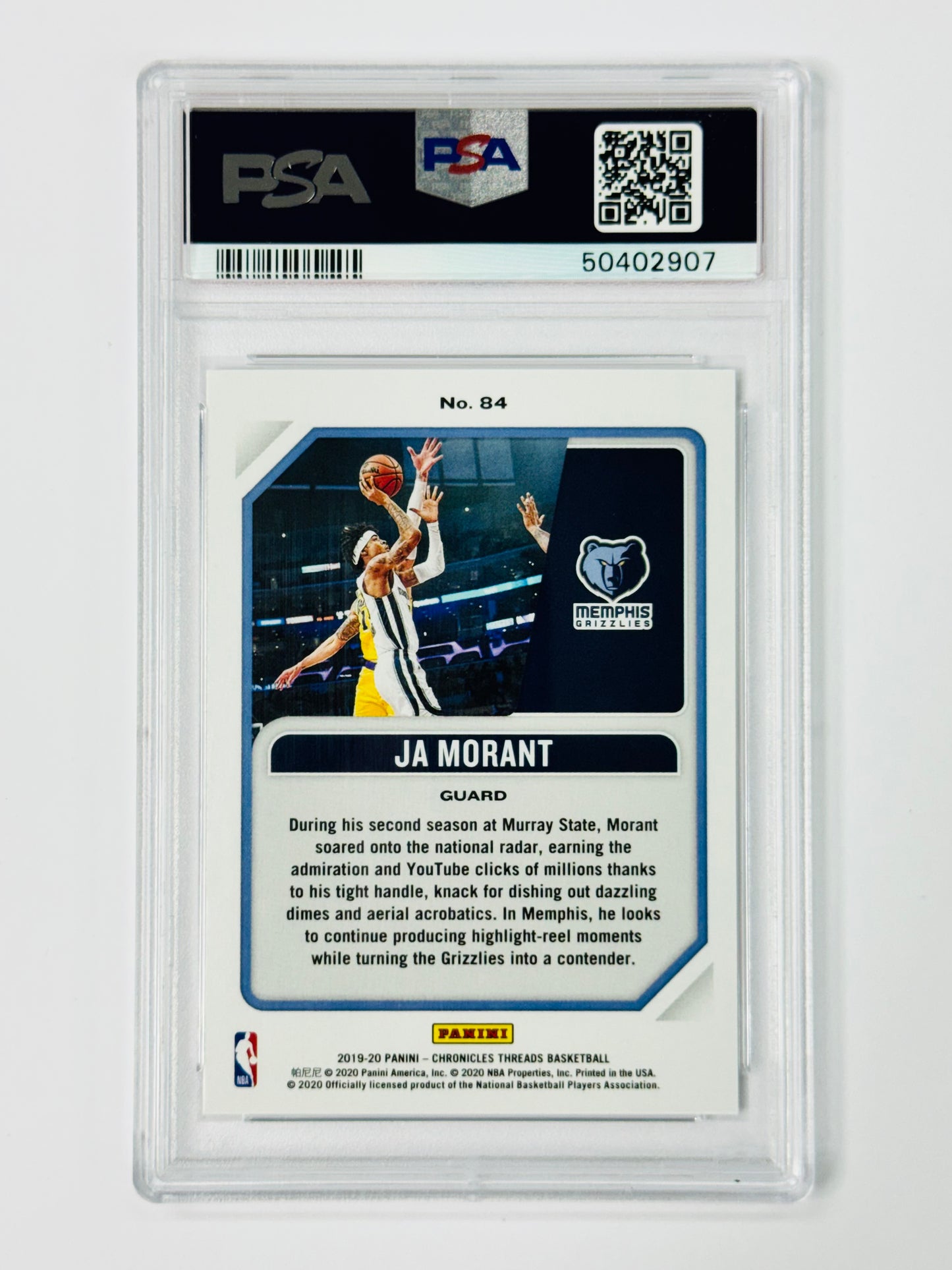 2019 Panini Chronicles #84 Ja Morant PSA 10 Rookie RC Memphis Grizzlies
