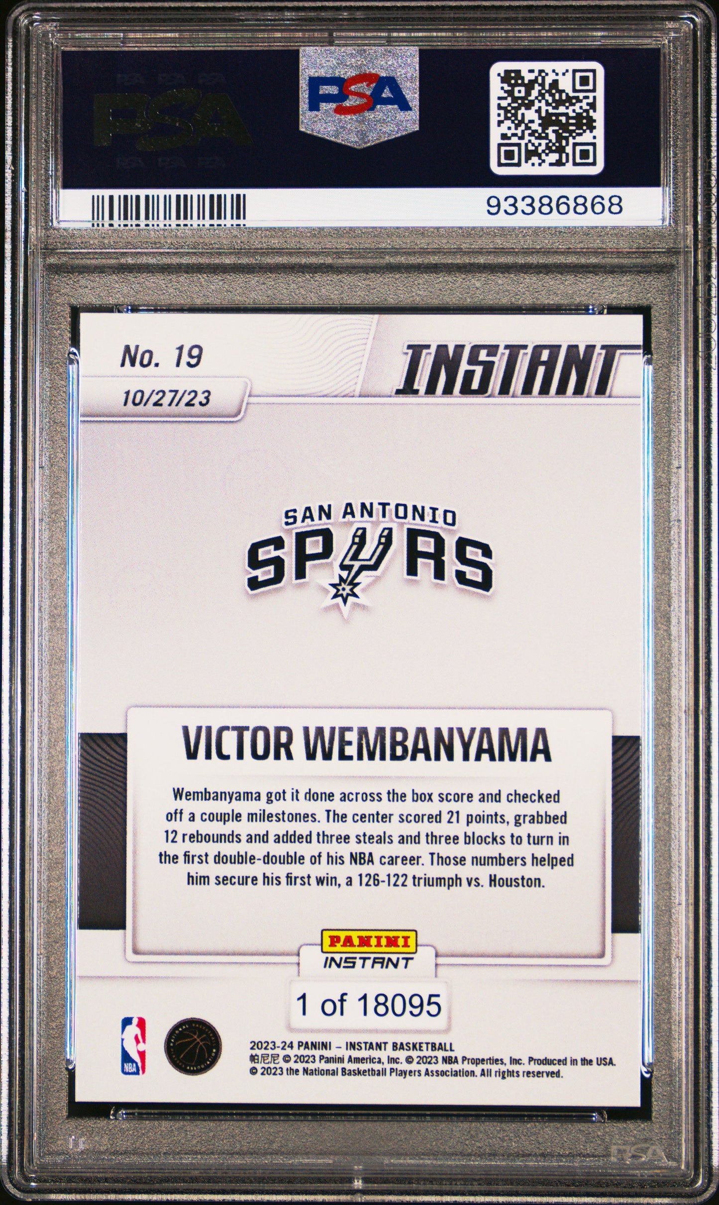 Panini Instant Victor Wembanyama 19 2023 PSA 10
