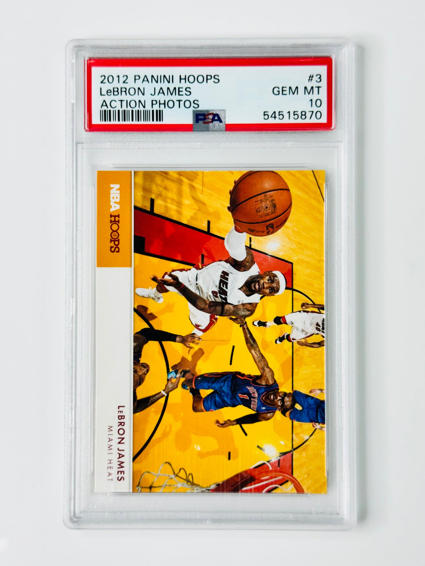 2012 Panini Hoops Action Photos #3 Lebron James PSA 10 Miami Heat