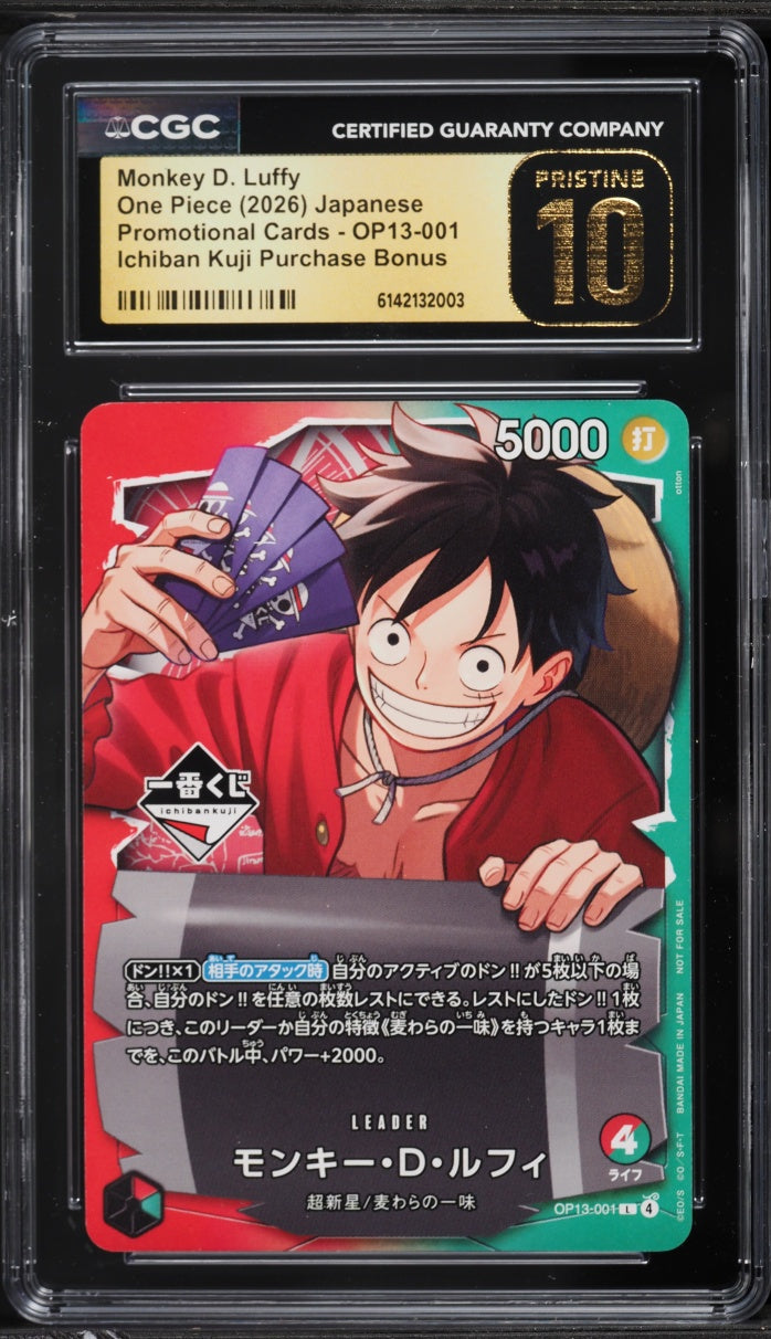 2026 One Piece Japanese Ichiban Kuji Purchase Bonus Alt Art L Luffy CGC 10 Pristine