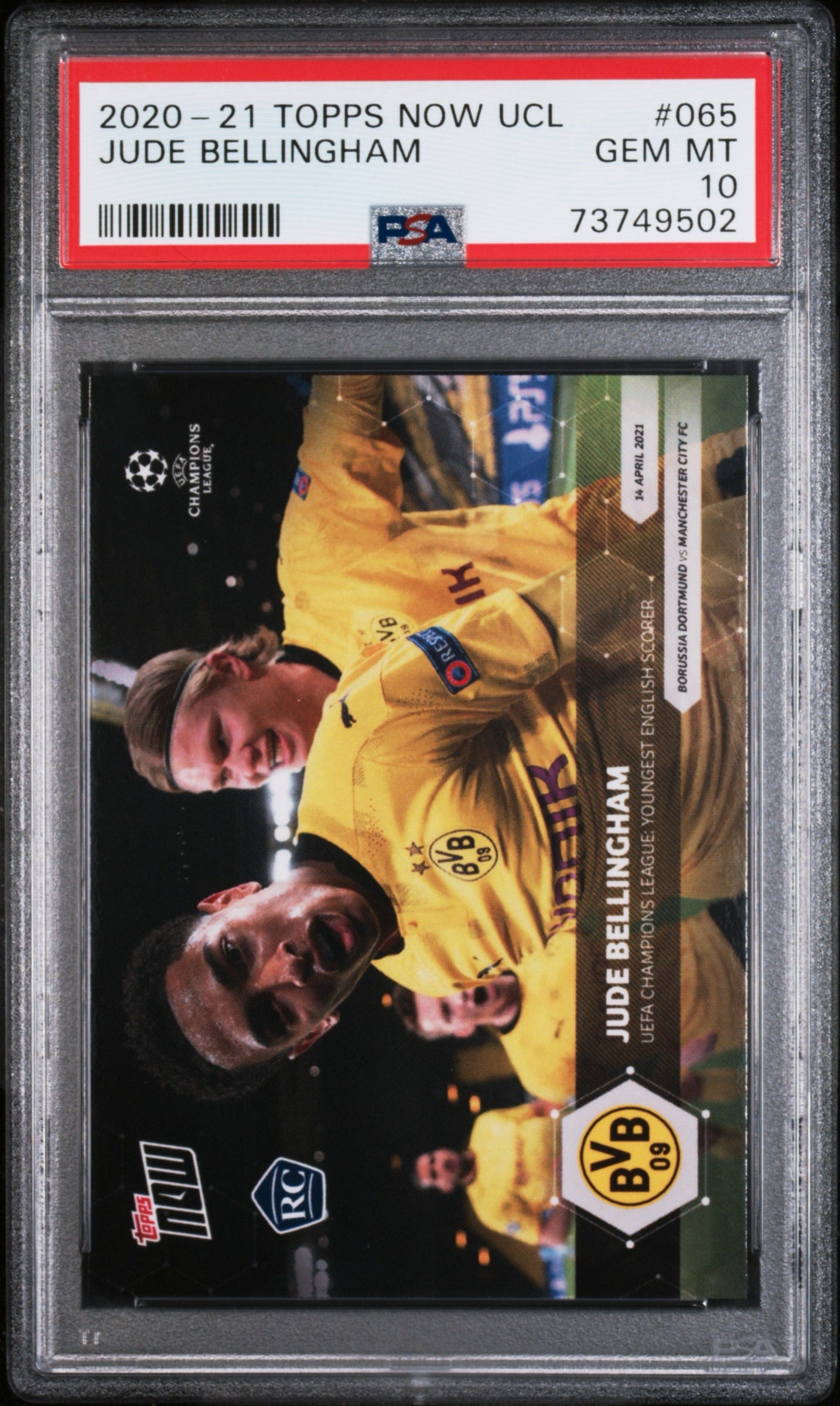 2020 Topps Now UEFA Champions League #065 Jude Bellingham PSA 10 Rookie RC
