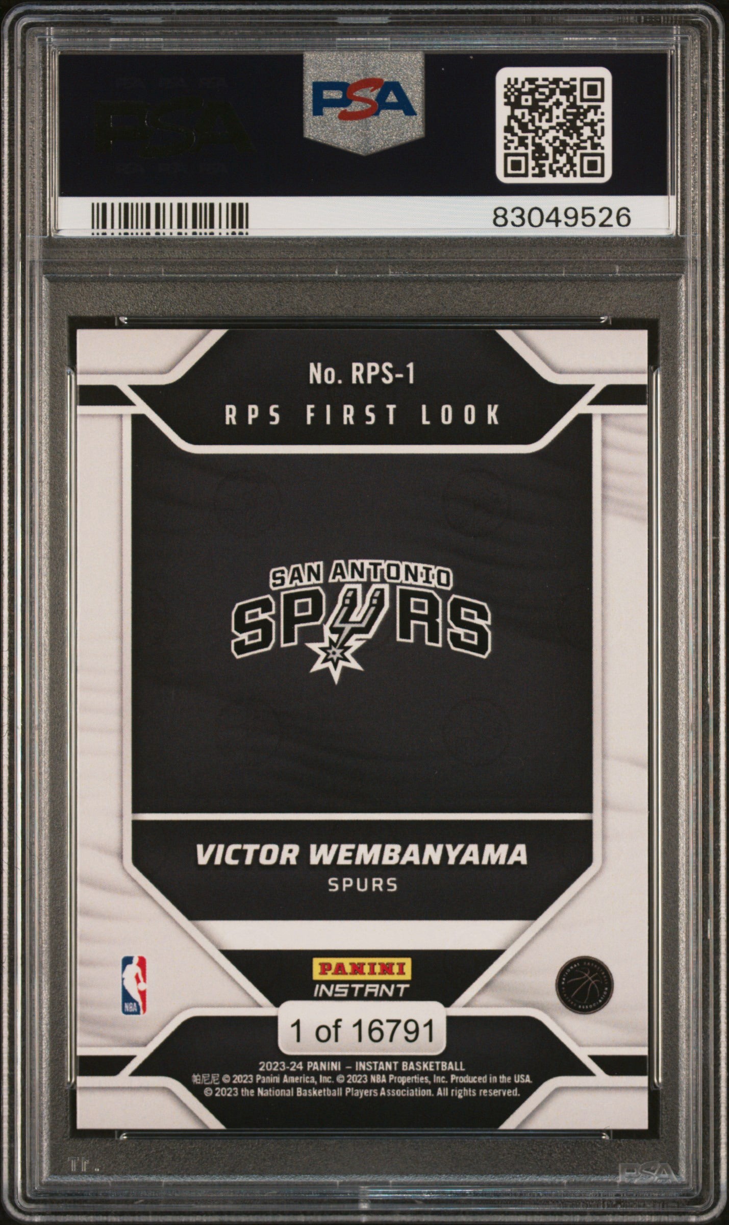 2023 Panini Instant RPS First Look #RPS1 Victor Wembanyama Rookie RC PSA 10
