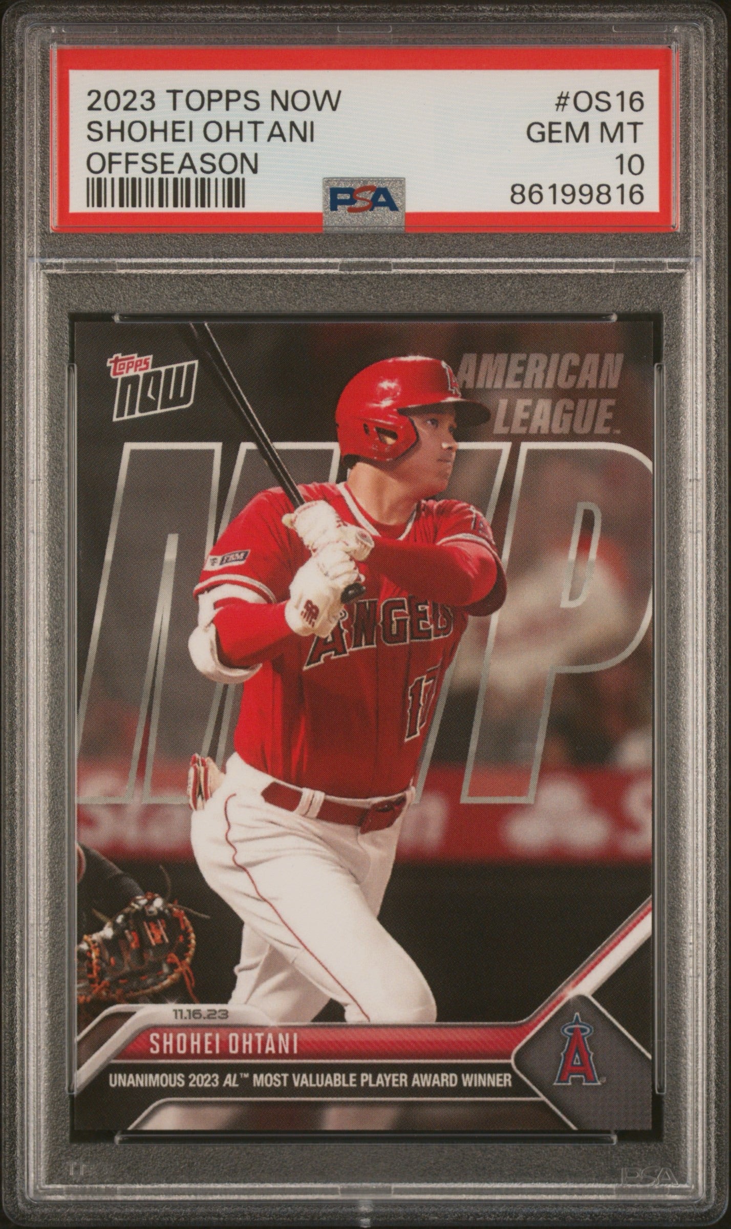 2023 Topps Now Offseason #OS16 Shohei Ohtani PSA 10 Angels MVP