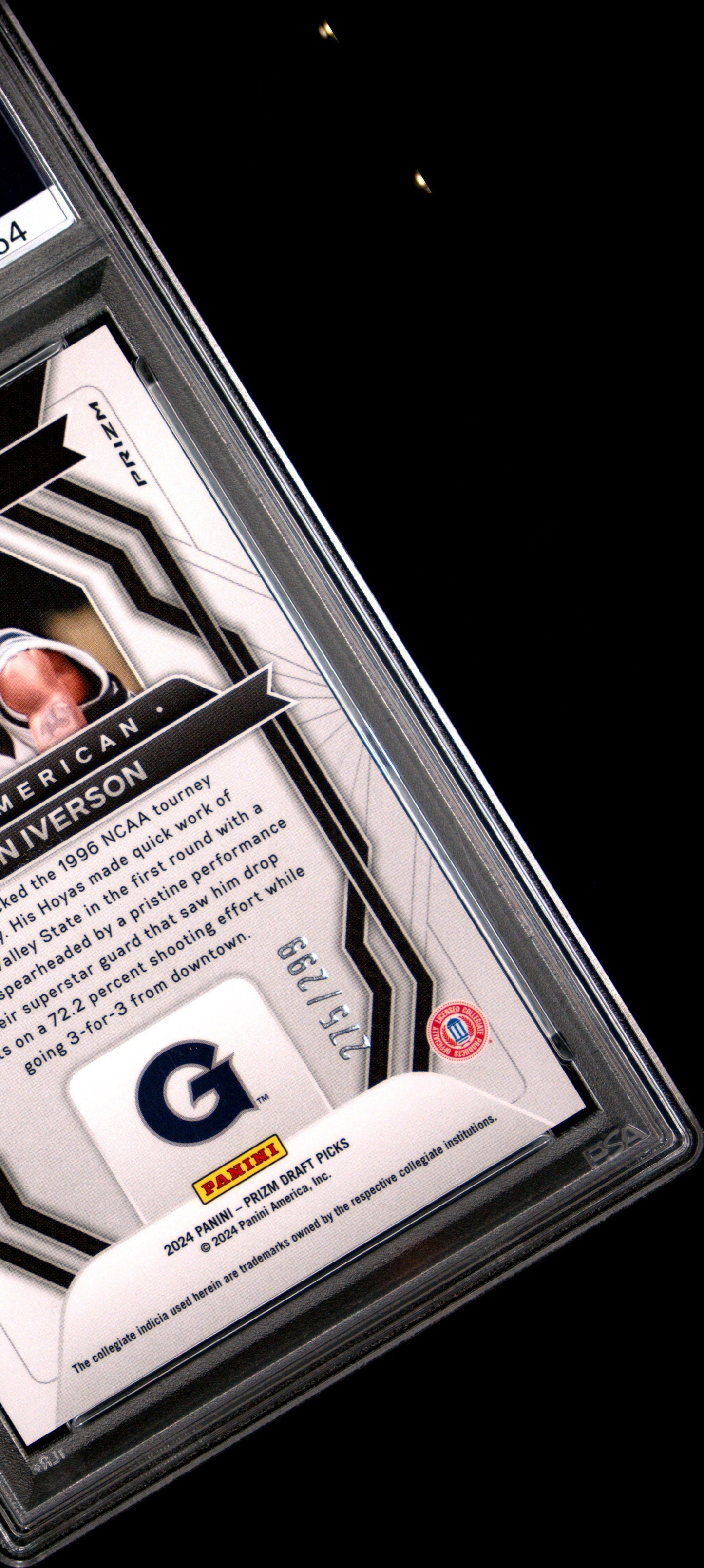 Panini Prizm Draft Picks All-American 18 Allen Iverson 275/299 2024 PSA 10 Red Pulsar