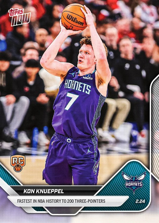 Kon Knueppel 2025-26 NBA Topps NOW Card 182 Rookie RC Charlotte Hornets