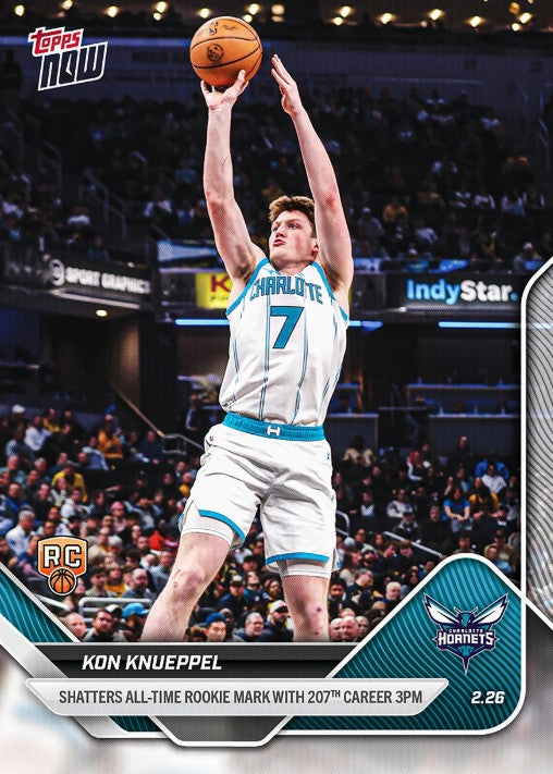 Kon Knueppel 2025-26 NBA Topps NOW Card 184 Rookie RC Charlotte Hornets