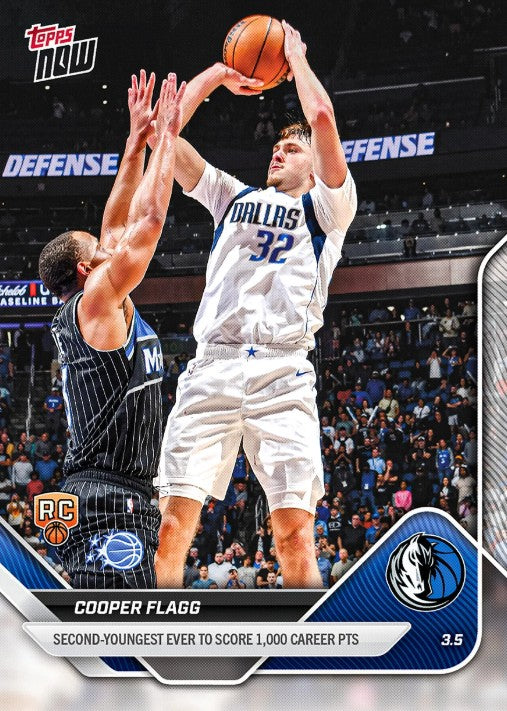 Cooper Flagg 2025-26 NBA Topps NOW Card 193 Rookie RC Dallas Mavericks