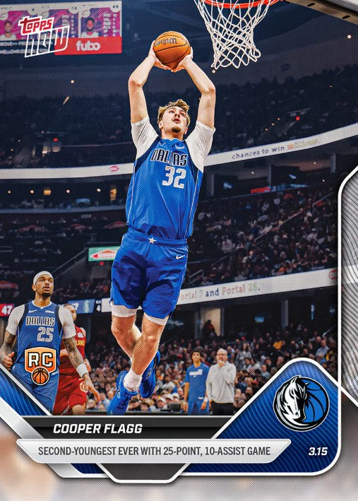 Cooper Flagg 2025-26 NBA Topps NOW Card 207 Rookie RC Dallas Mavericks