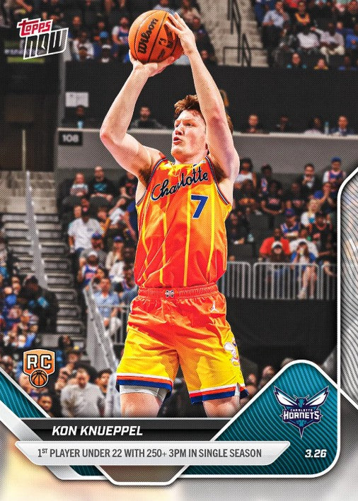Kon Knueppel 2025-26 NBA Topps NOW Card 228 Rookie RC Charlotte Hornets