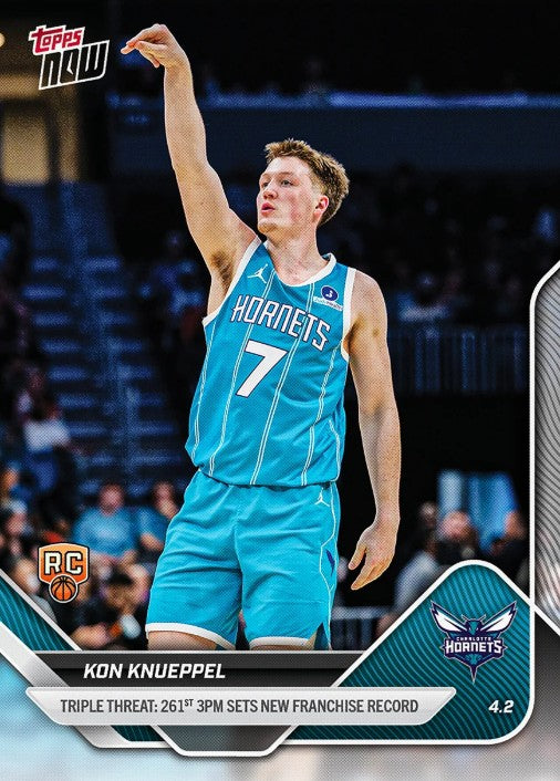 Kon Knueppel 2025-26 NBA Topps NOW Card 239 Rookie RC Charlotte Hornets