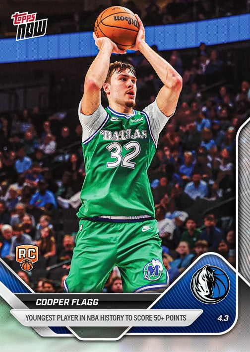 Cooper Flagg 2025-26 NBA Topps NOW Card 241 Rookie RC Dallas Mavericks
