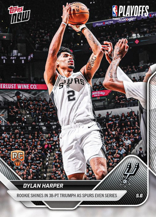 Dylan Harper 2025-26 NBA Topps NOW Card 297 Rookie RC San Antonio Spurs