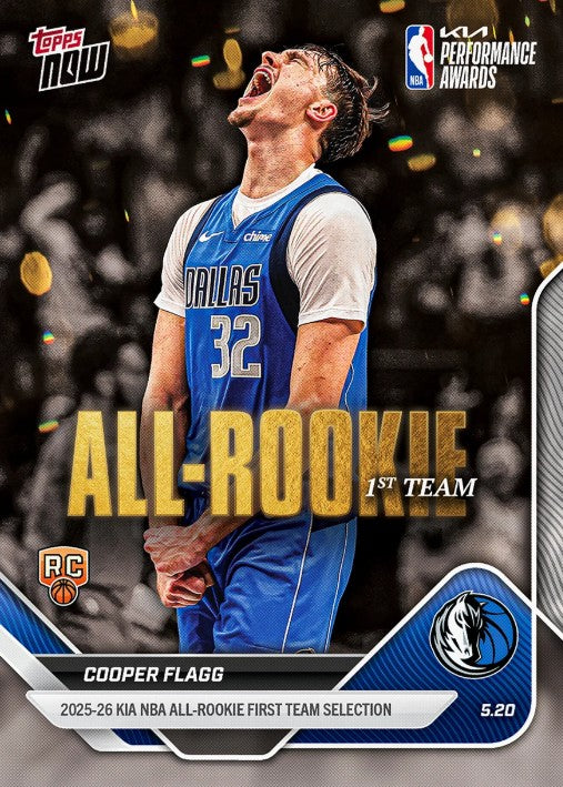 Cooper Flagg 2025-26 NBA Topps NOW Card AR01 Rookie RC Dallas Mavericks