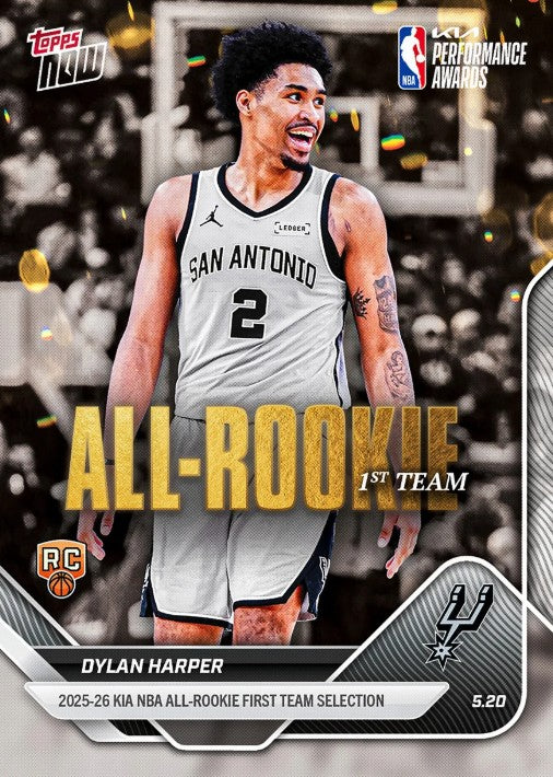 Dylan Harper 2025-26 NBA Topps NOW Card AR04 Rookie RC San Antonio Spurs