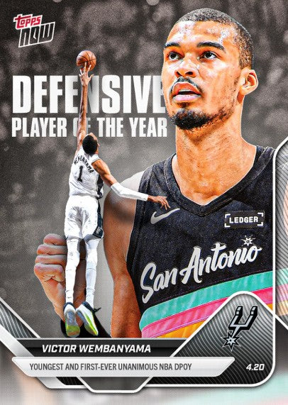 Victor Wembanyama 2025-26 NBA Topps NOW Card DPOY San Antonio Spurs