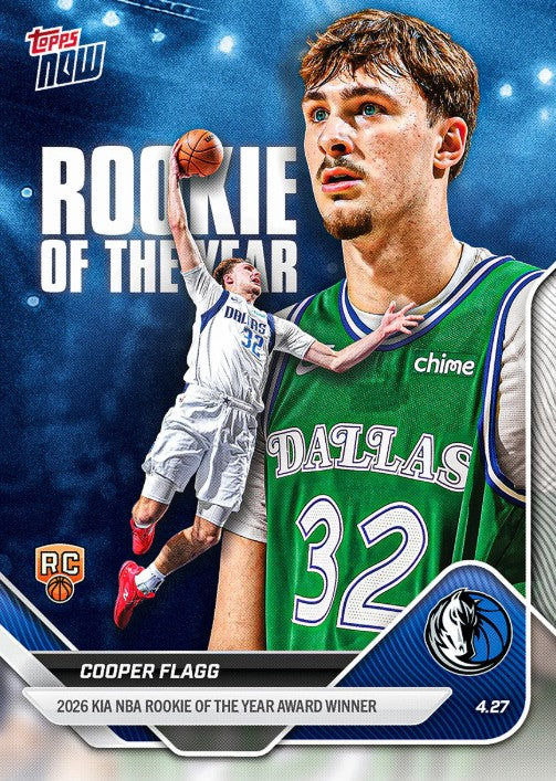 Cooper Flagg 2025-26 NBA Topps NOW Card ROTY Rookie RC Dallas Mavericks