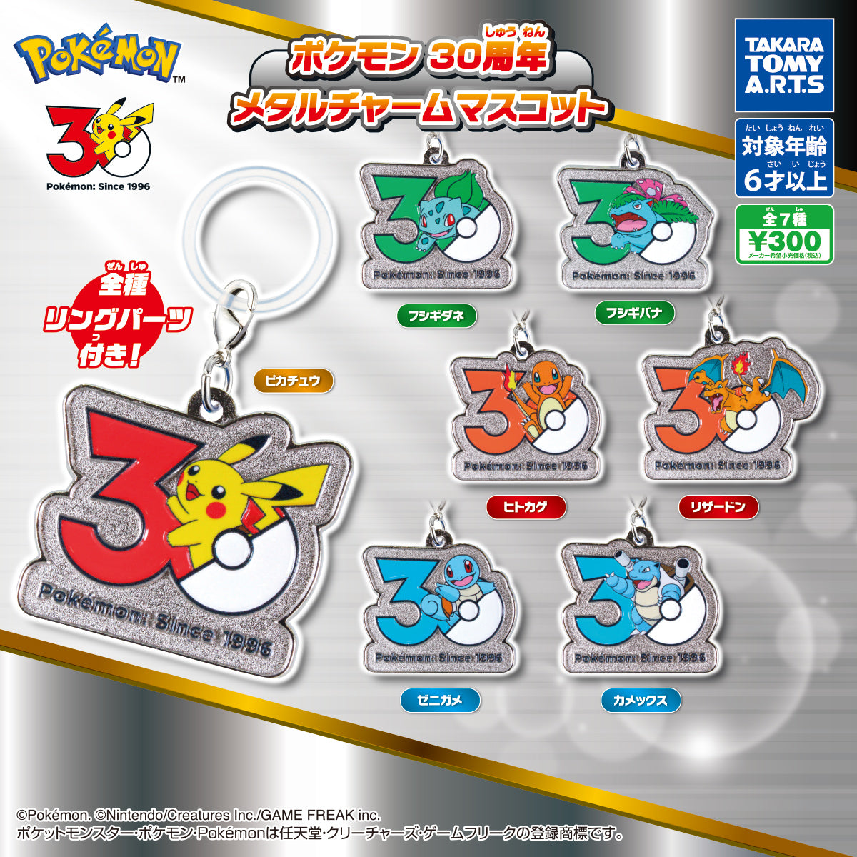 Pokemon 30th Anniversary Metal Charm Mascot Charmander Key Holder Keychain Japan Ver